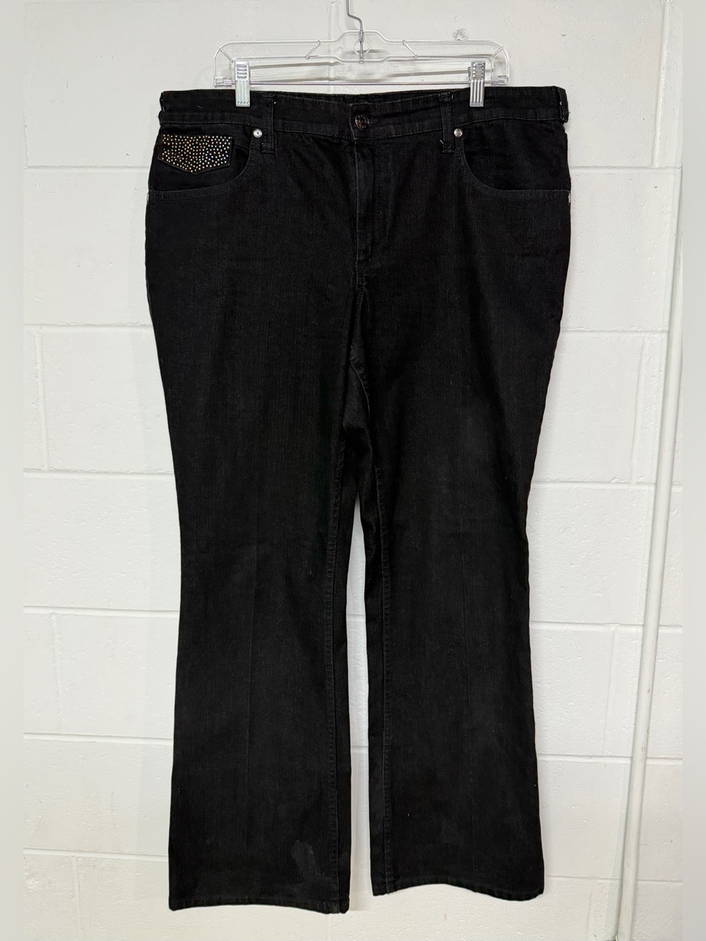 Black Flare Jeans with Studded Pocket Detail